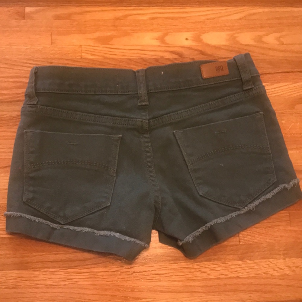 Olive denim cuffed shorts